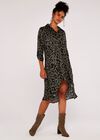 Animal Oversized Shirt Mini Dress, Khaki, large