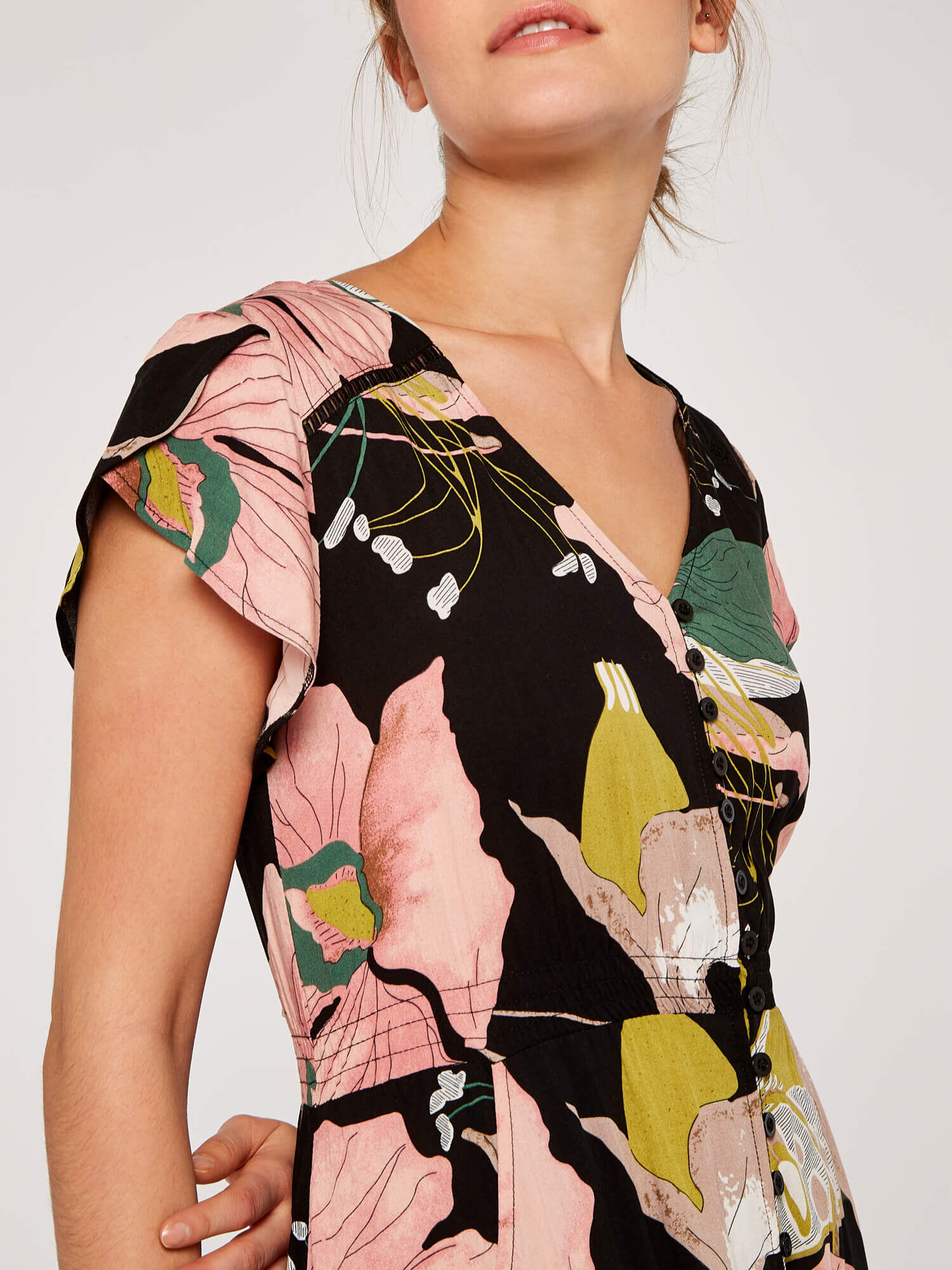 Pond Button Down Dress Apricot Clothing