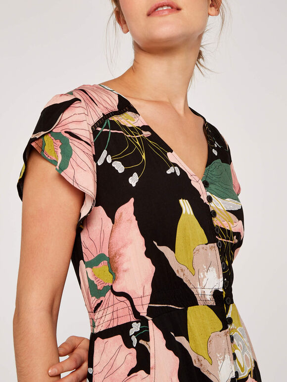 Pond Button Down Dress, Black, large