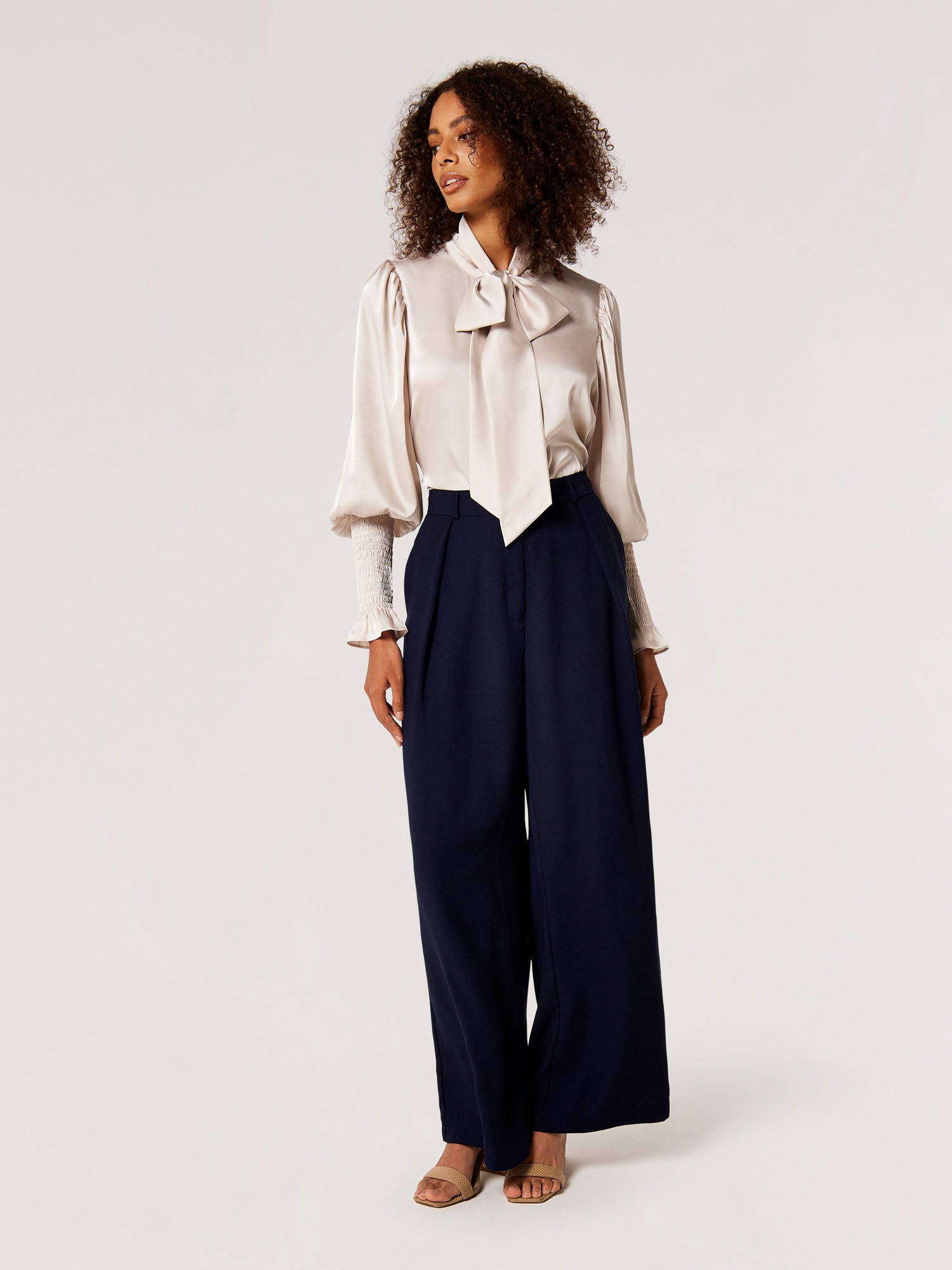 Satin balloon sleeve blouse online