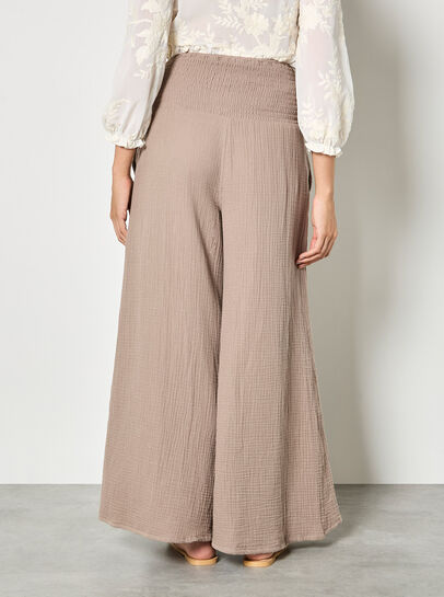Textured Cotton Wide-Leg Trousers