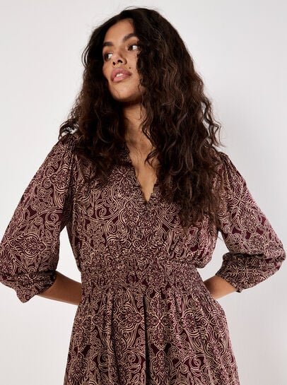Paisley Ruffle Soft Mini Dress
