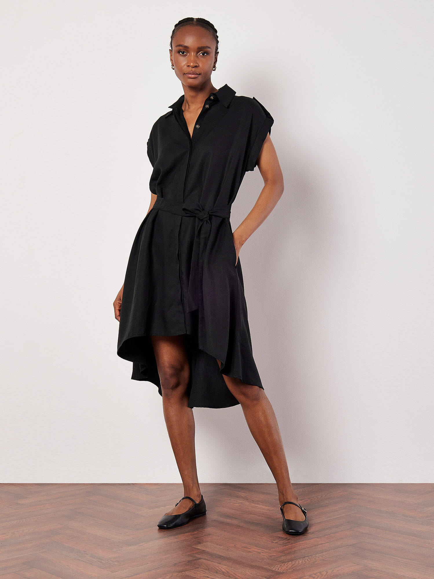 HYKE 未使用　short sleeve shirt dress High-Low Shirt Mini Dress | Apricot Clothing