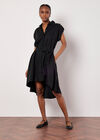 High-Low Shirt Mini Dress, Black, large