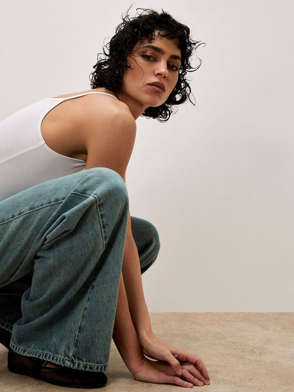 Ellie Wide Leg Boyfriend Jeans, Blue, large