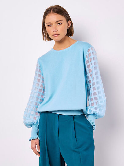 Contrast Organza Sleeves Jumper