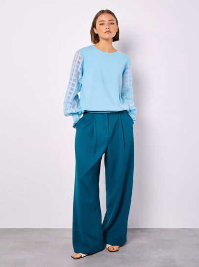 Contrast Organza Sleeves Jumper