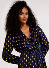 Metallic Gold Spot Midi Dress, Navy, large