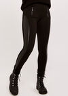 Leather Look Panel Ponti Legging, Black, large