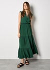 V-Neck Ruffle Tiered Maxi Dress, Green, large