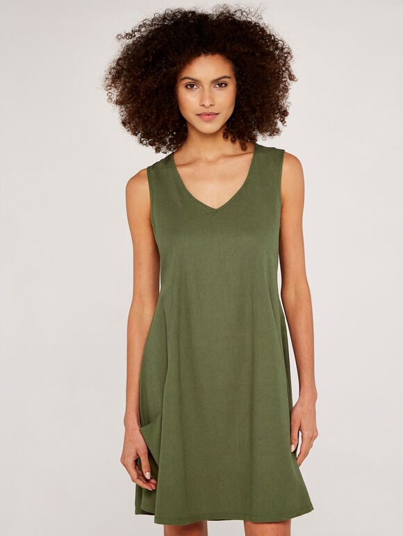 Basic Pocket Dress, Khaki, large