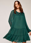 Crinkle Tiered Chiffon Dress, Green, large