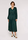 Foil Luminous Midi Dress, Green, large