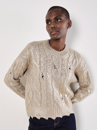 Distressed Gold Foil Metallic Cable Jumper