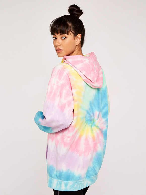 Tie Dye Oversized Hoodie, Pink, large