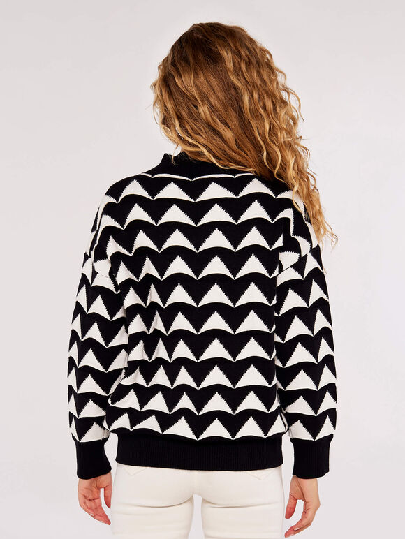 Monochrome Triangles Jumper, Black, large