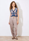 Floral Crochet Waistcoat, Navy, large