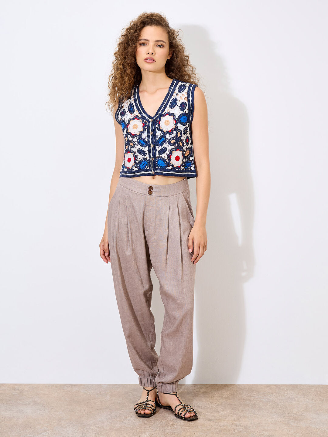 Image of Floral Crochet Waistcoat