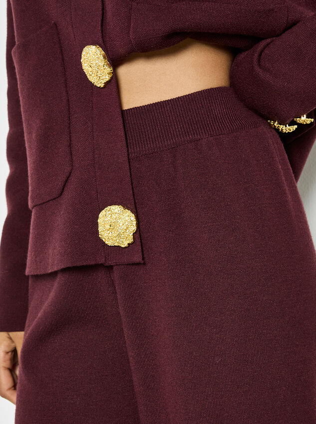 Soft Knit Wide Leg Trousers, Burgundy, large