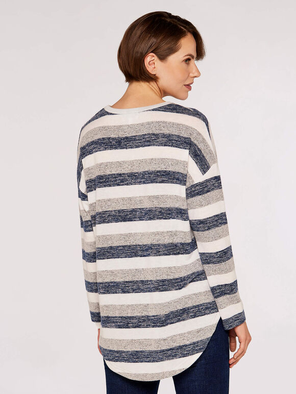 Soft Touch Stripe Top, Navy, large
