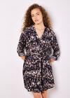 Abstract Brushstroke Shirt Mini Dress, Dark Grey - Charcoal, large