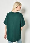 Waffle Knit Batwing Top, Green, large