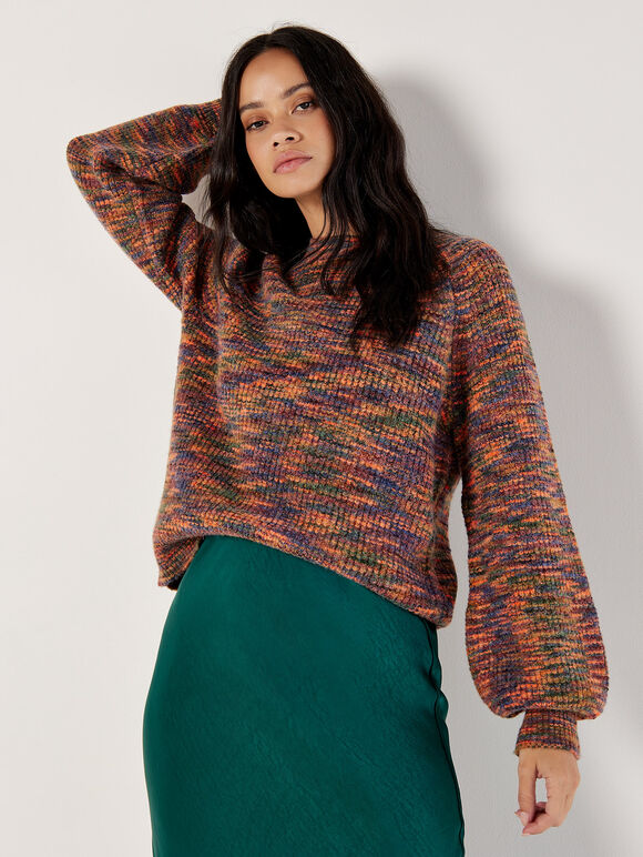 Waffle Knit Space Dye Jumper, Green, large