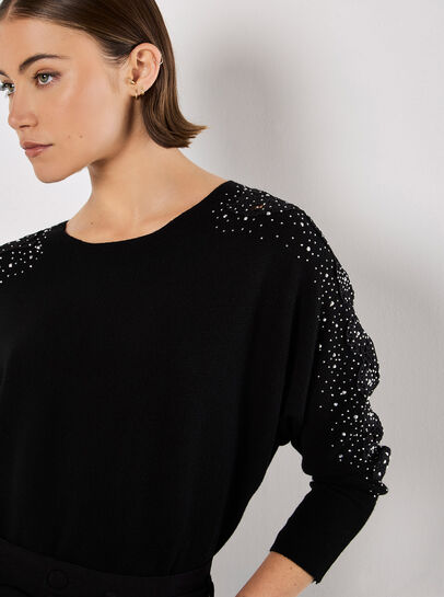 Lace Rhinestone Embellished Jumper
