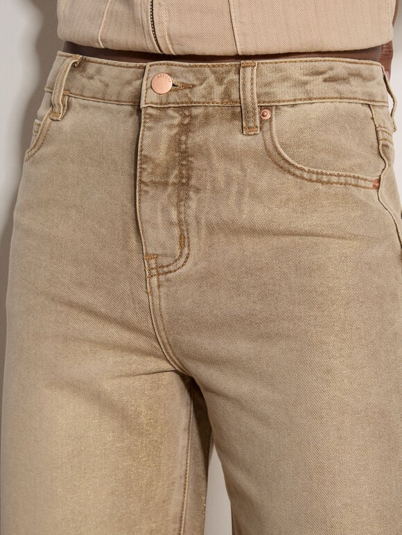 Rei Shimmer Wide-Leg Jeans, Stone, large