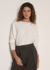 Diamante Embellished Ribbed Jumper, White, large