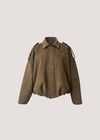 Suede Bubble Hem Batwing Jacket, Brown, large