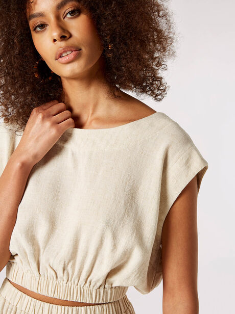 Linen Blend Crop Top