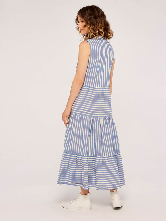 Multi Panel Stripe Dress, Blue, large