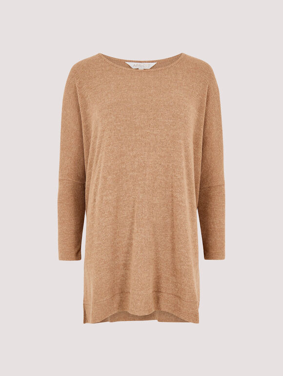 Ribbed Side Split Top, Stone, large