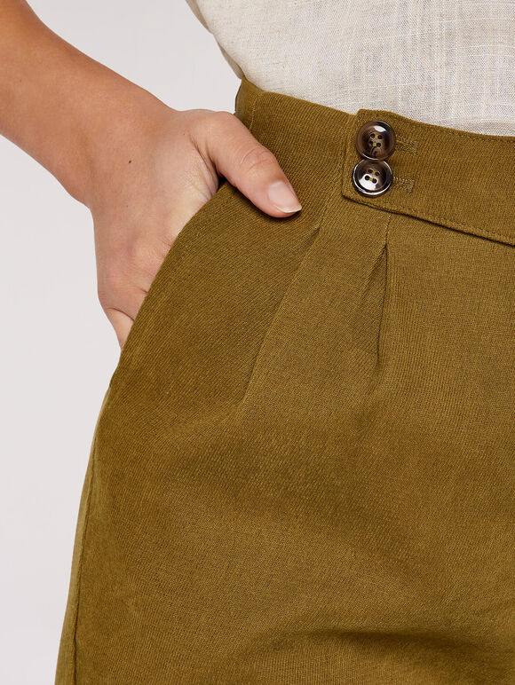 Twill Two Button Trousers, Khaki, large