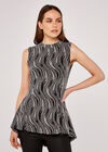 Lurex Swirls Sleeveless Top, Black, large