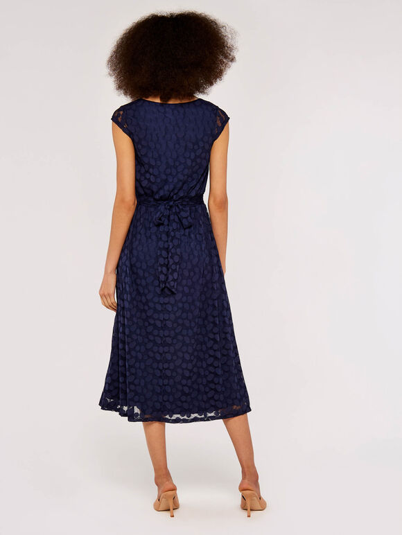 Dot Lace  Midi Dress, Navy, large