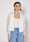 Floral Lace Blazer, White, large
