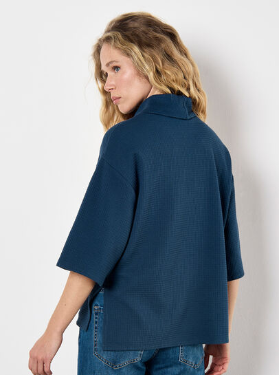 Waffle Knit Mock Neck T-Shirt