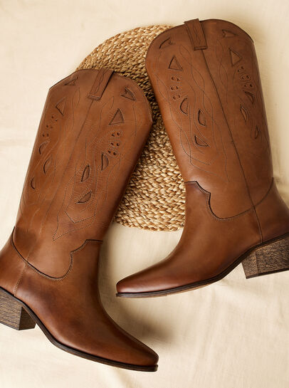 Tall Leather Cowboy Boots