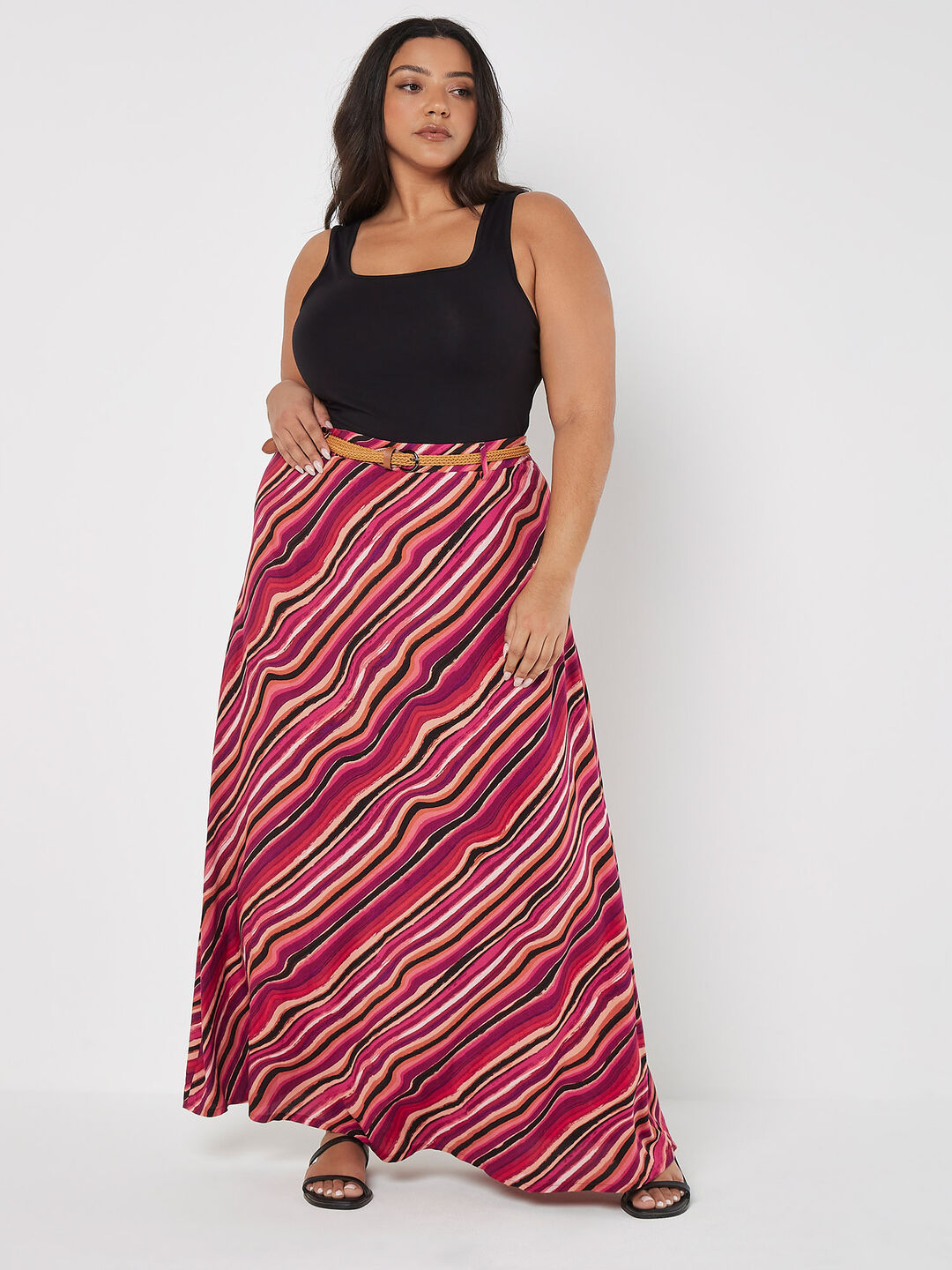 Image of Curve Retro Wave Maxi Skirt