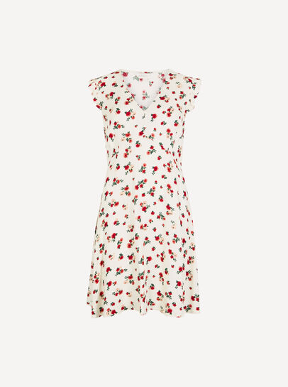 Vintage Floral Ruffle Mini Dress