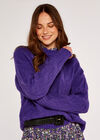 Cable Knit Jumper, Purple, large