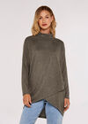 Soft Touch Wrap Tunic Top , Khaki, large