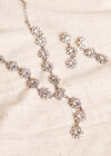 Diamonte Necklace & Earrings, Grey, large