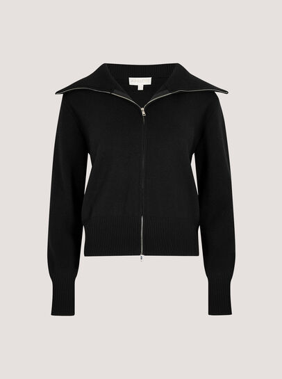 Double Zip Ribbed Knit Cardigan