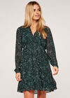 Leopard Drop Waist Ruffle Dress, Green, large