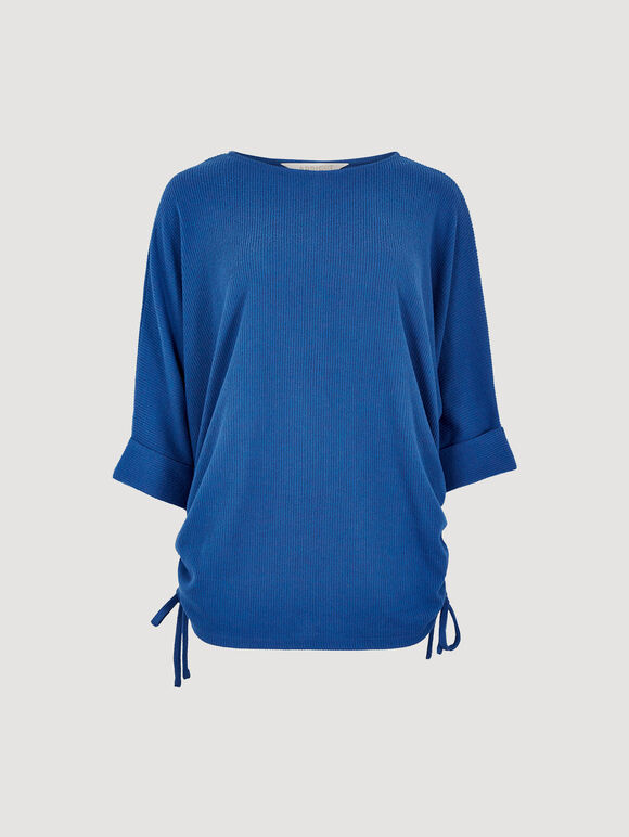 Soft Touch Drawstring Batwing Top, Blue, large