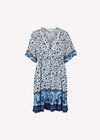 Sarasa Floral Smock Mini Dress, Blue, large