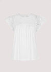 Cutwork Jersey Blouse, White, large